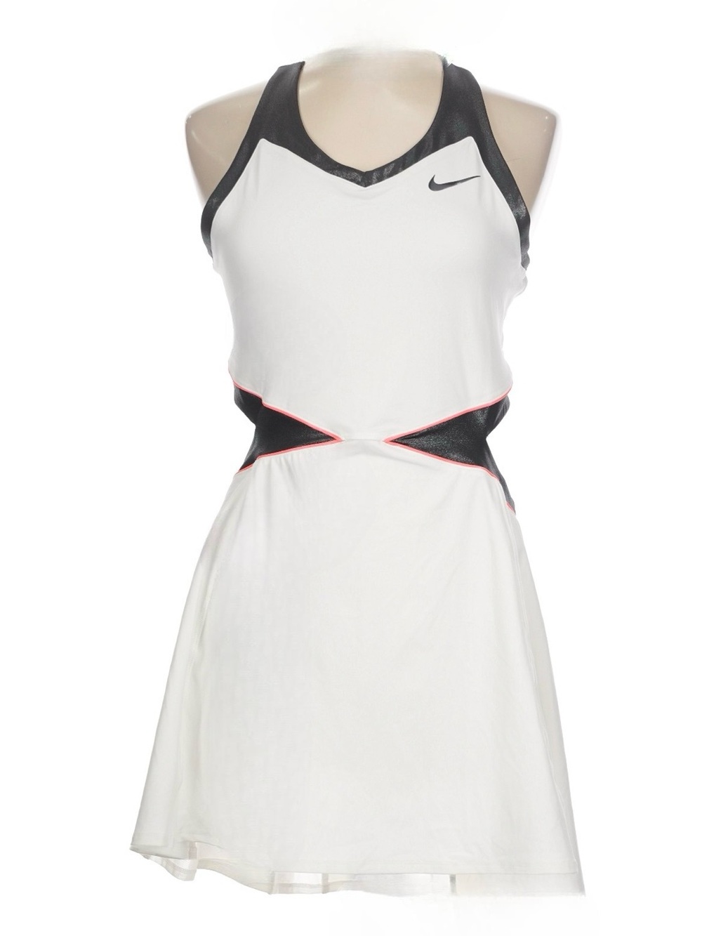 NIKE COURT SLAM CUTOUT MESH BACK Tennis Dress with Subtle CORAL BLACK Trim LARGE
